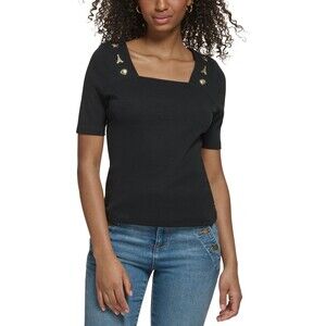 Karl Lagerfeld Paris Women's Square-Neck Grommet Top